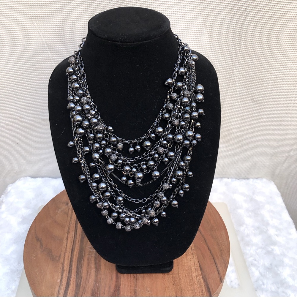 INC International Concepts multi strand black bead necklace